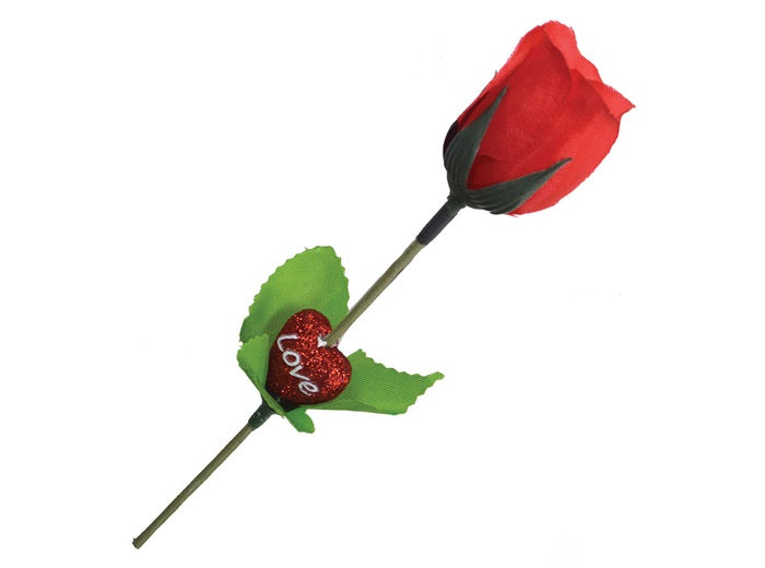 lot de 24 roses rouges avec coeur motif love 17cm