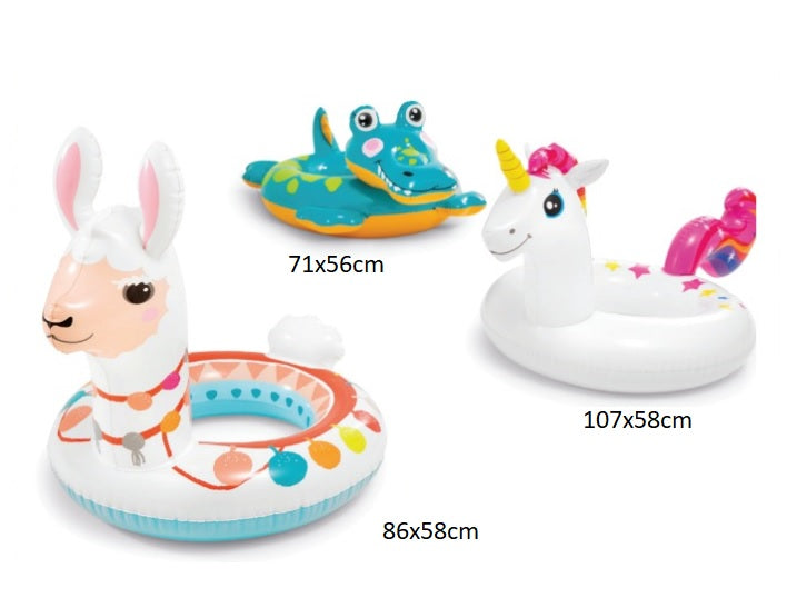 bouée gonflable avec tête animal licorne 56cm