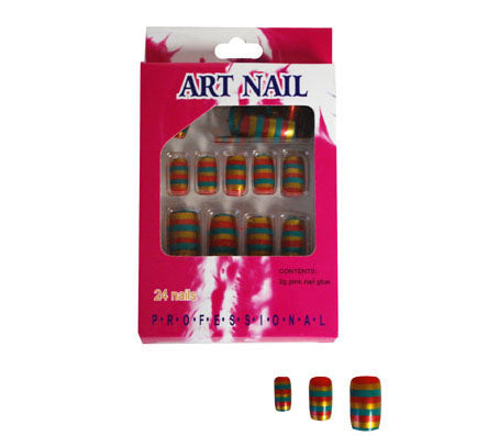 lot de 24 faux ongles multicolore