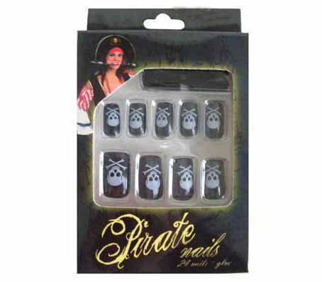 lot de 24 faux ongles pirate