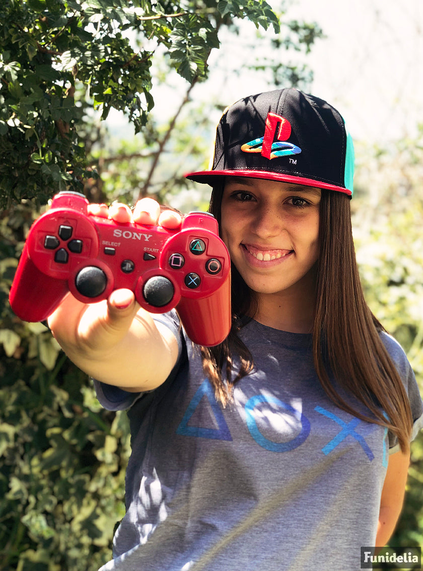 T-shirt boutons PlayStation gris pour femme