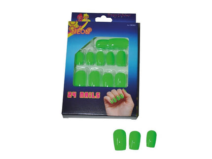 lot de 24 faux ongles vert fluo neon