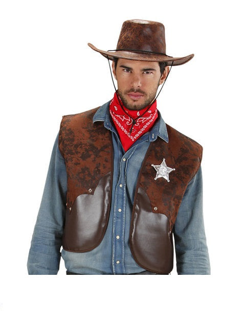 Gilet cowboy marron homme
