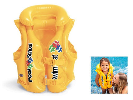 gilet de natation gonflable pool school jaune 50x47cm