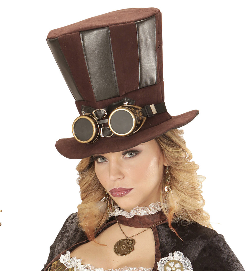 Chapeau Steampunk avec lunettes adulte