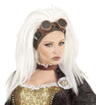 Perruque Steampunk blanche avec lunettes femme
