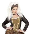 Perruque Steampunk blanche avec lunettes femme