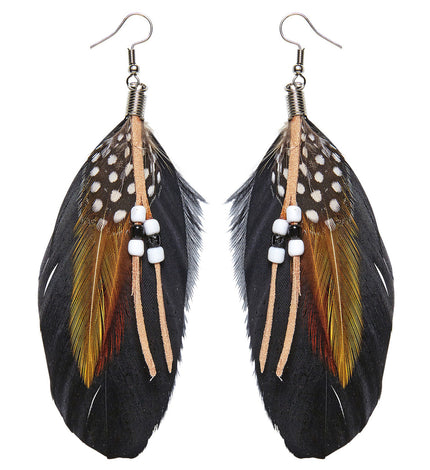 Kit boucles d’oreilles en plumes avec perles femme