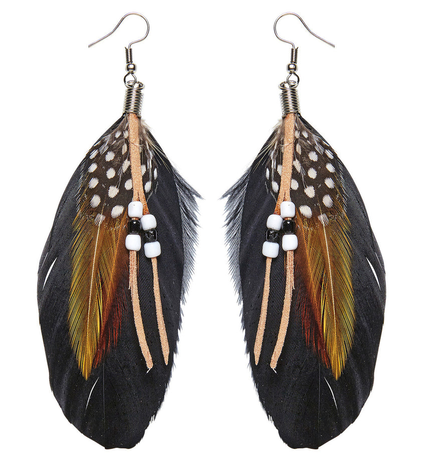Kit boucles d’oreilles en plumes avec perles femme
