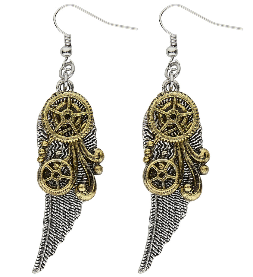 Boucles d’oreilles steampunk en forme d’ailes