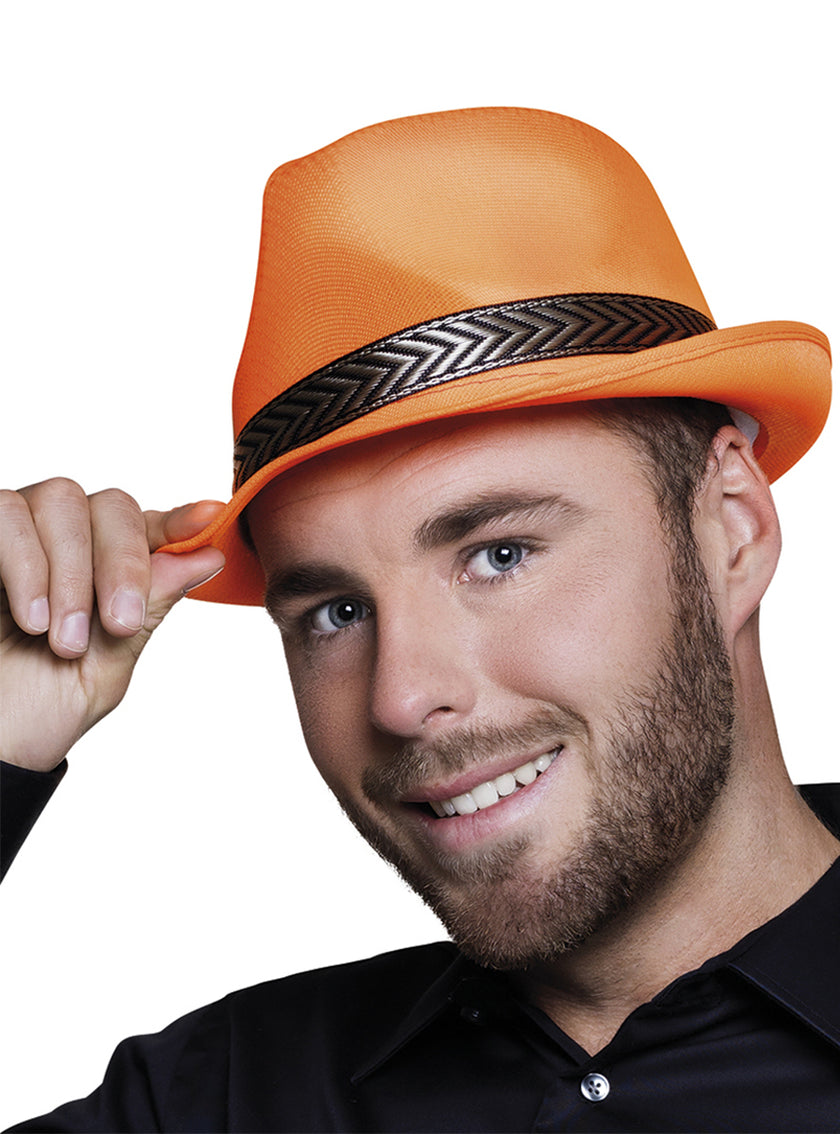 Chapeau orange fluo adulte