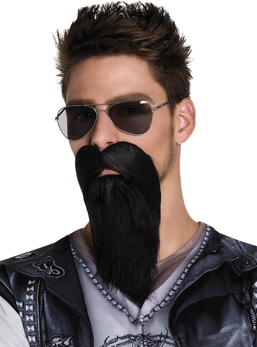 Barbe brune motard rebelle adulte