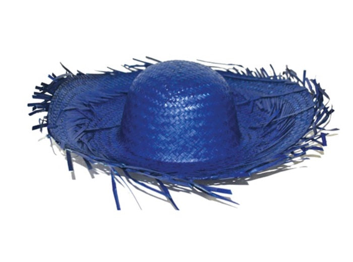 chapeau de paille tahiti hawaï bleu adulte