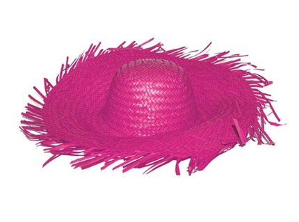 chapeau de paille tahiti hawaï pink fuschia adulte