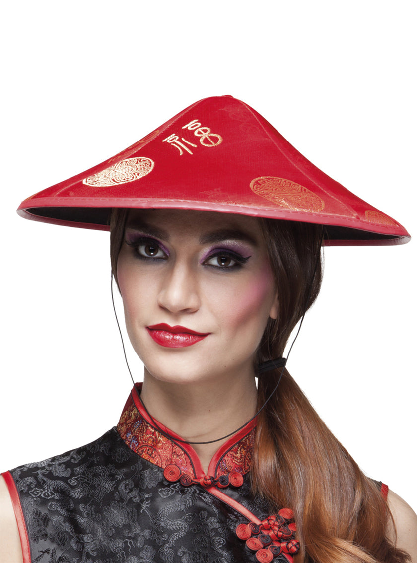 Chapeau kasa chinois rouge adulte