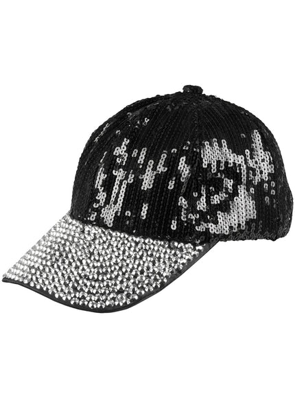 Casquette paillettes noires femme