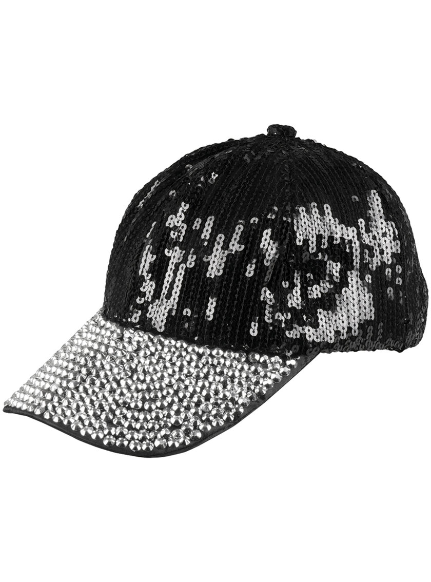 Casquette paillettes noires femme