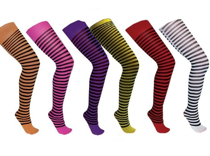 collant pour femme panty à rayures blanc