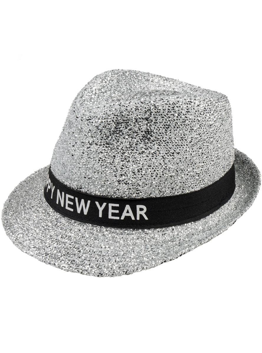 Chapeau argent Happy New Year adulte