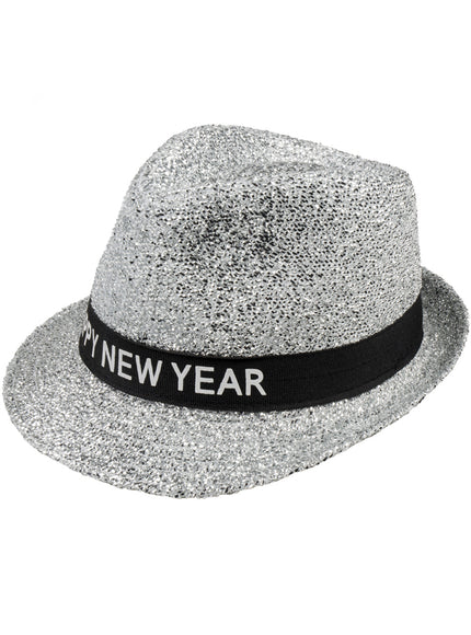 Chapeau argent Happy New Year adulte