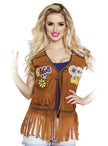 Gilet effet daim à franges hippie femme