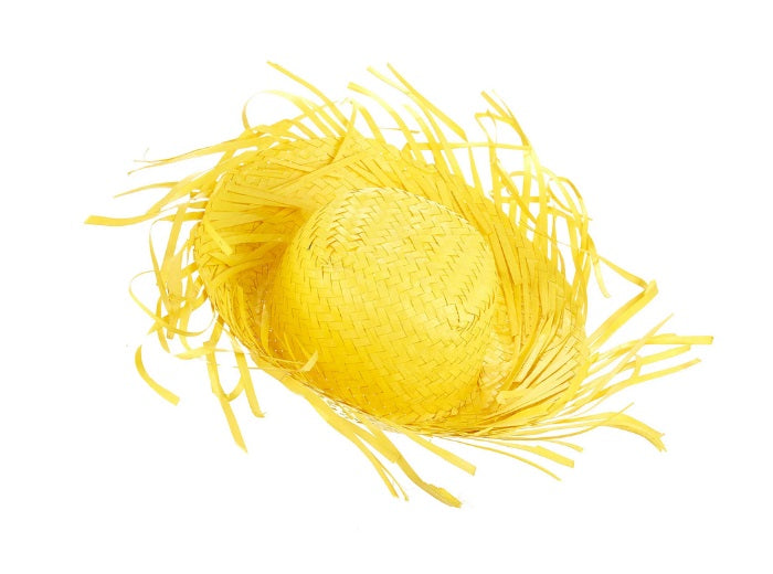 chapeau de paille avec franges jaune adulte