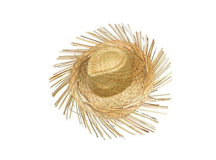 chapeau de paille avec franges nature adulte