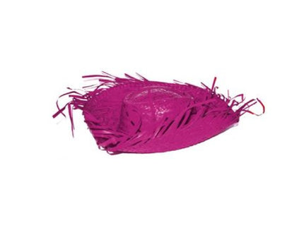 chapeau de paille avec franges rose adulte