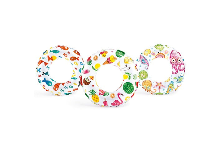 bouée gonflable translucide à motifs mix 51cm