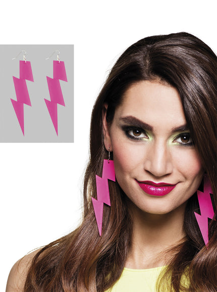 Boucles d’oreilles foudre rose femme