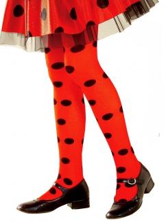 paire de bas pour femme rouge à pois noir