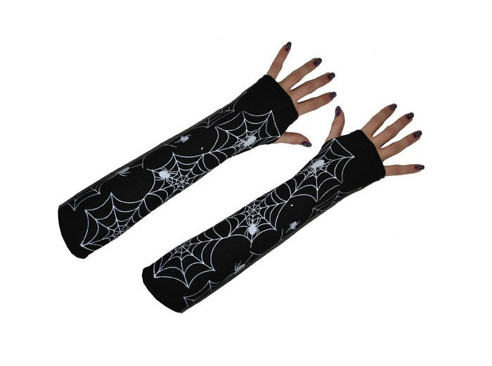 paire de mitaines toile d''araignée longs noir