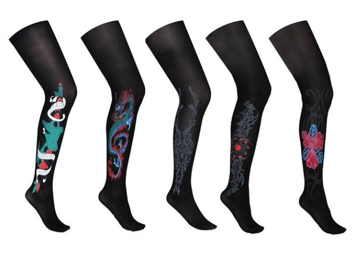 collant motif tatoo noir mix femme