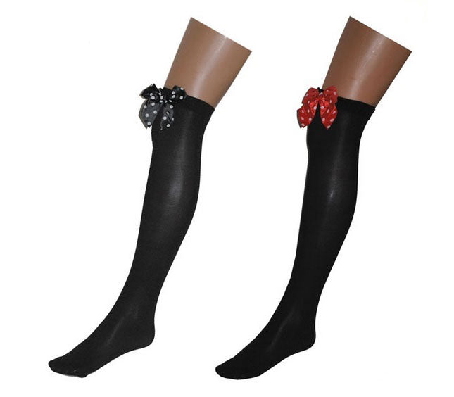 paire de bas pour femme noeud papillon noir