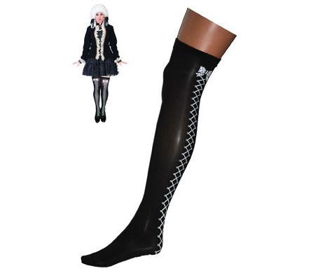 paire de bas pour femme style lacet & noeud papillon blanc