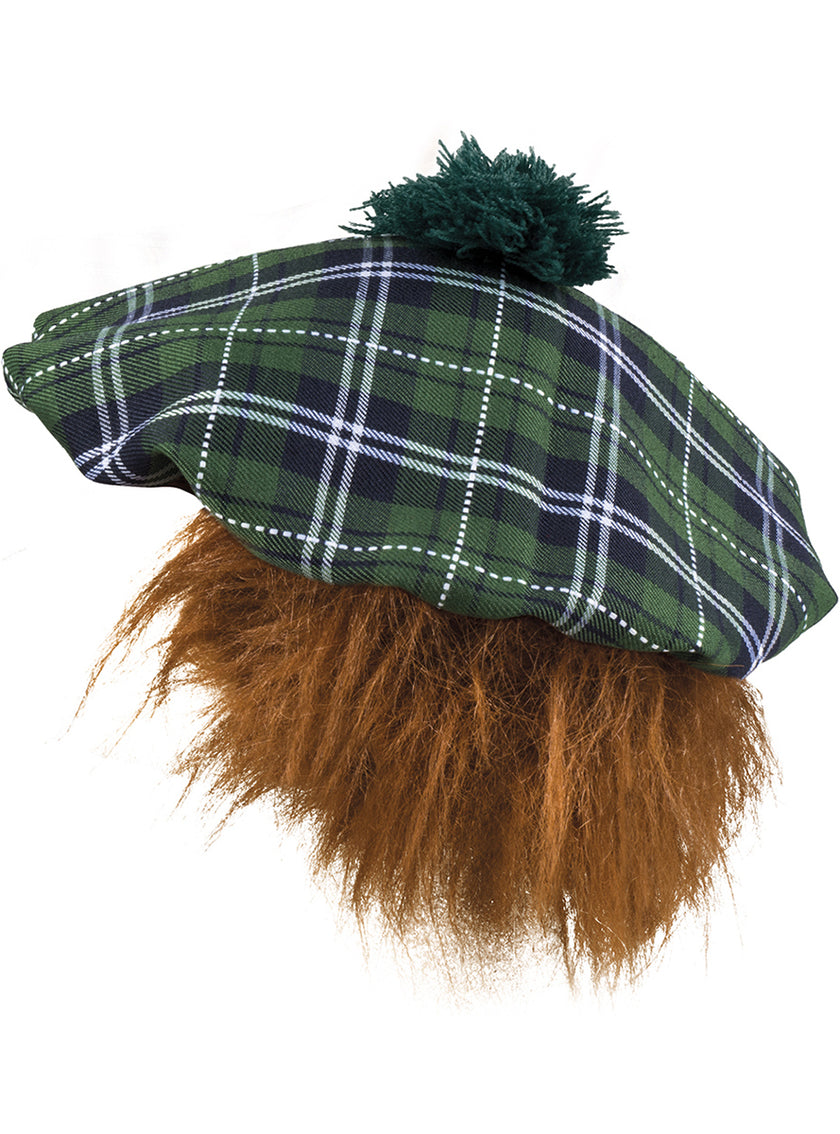 Chapeau écossais vert avec cheveux