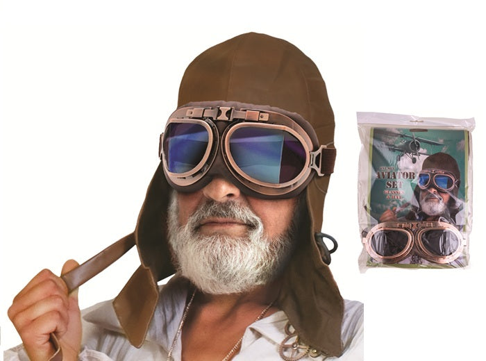 set aviateur pilote vintage adulte 2pcs