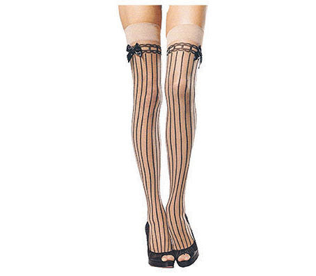 paire de bas rayés pour femme noir