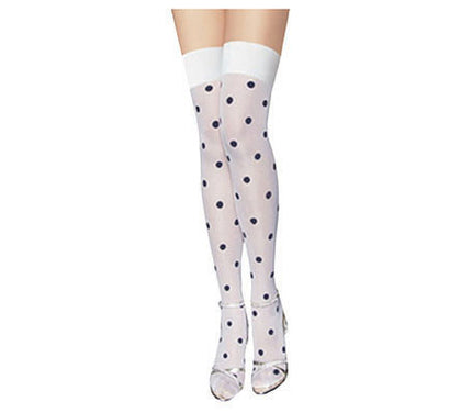paire de bas pour femme blanc à pois noir