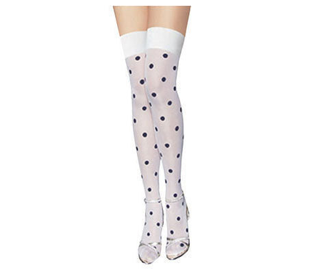 paire de bas pour femme blanc à pois noir
