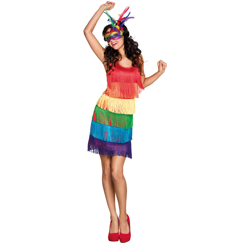 Robe à franges multicolore femme