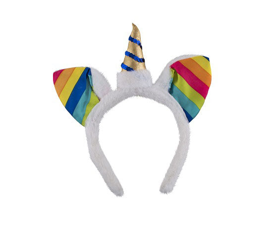 serre-tête licorne rainbow et fourrure blanche