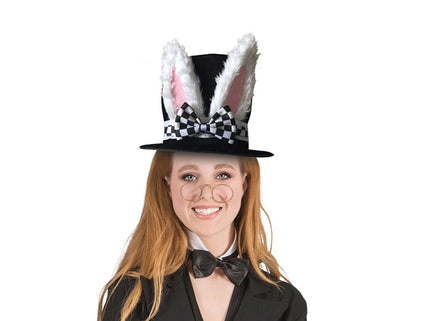 chapeau haut de forme noir avec oreilles de lapin