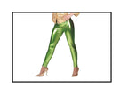 pantalon legging effet brillant/métal vert