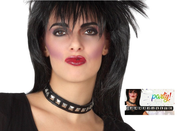 collier punk clouté noir adulte