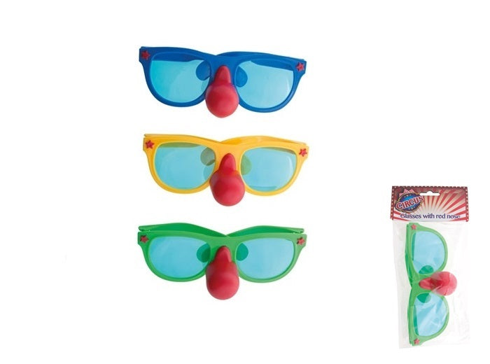 lunette géante de clown avec nez rouge mix 21.5cm