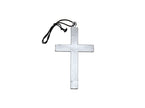 collier croix en plastique argent 23cm