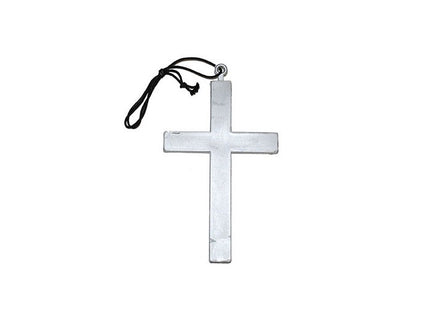 collier croix en plastique argent 23cm