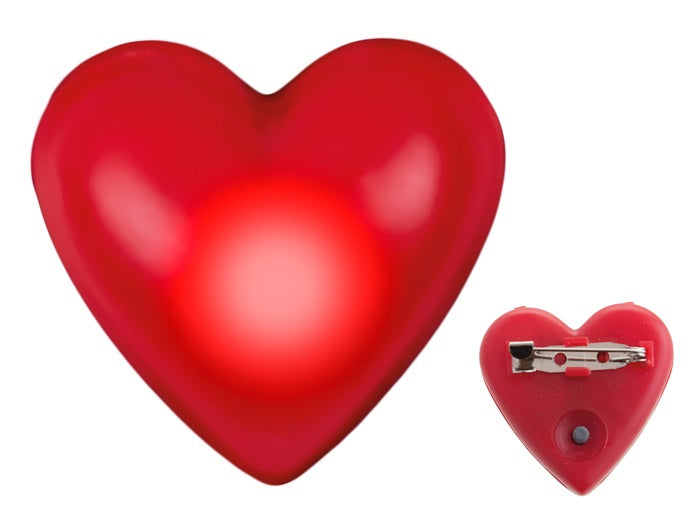 badge broche led coeur 4x3.5cm