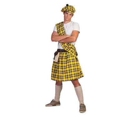 déguisement d''écossais homme jaune 4pcs taille unique